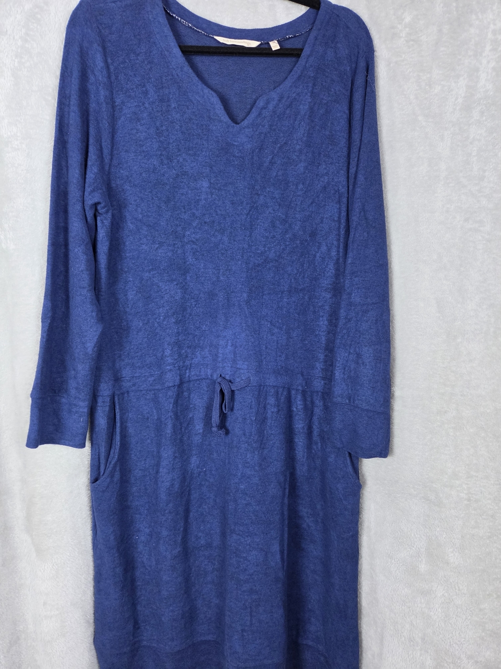 Soft Surroundings Deep Blue Long Sleeve Knit Dress with Drawstring